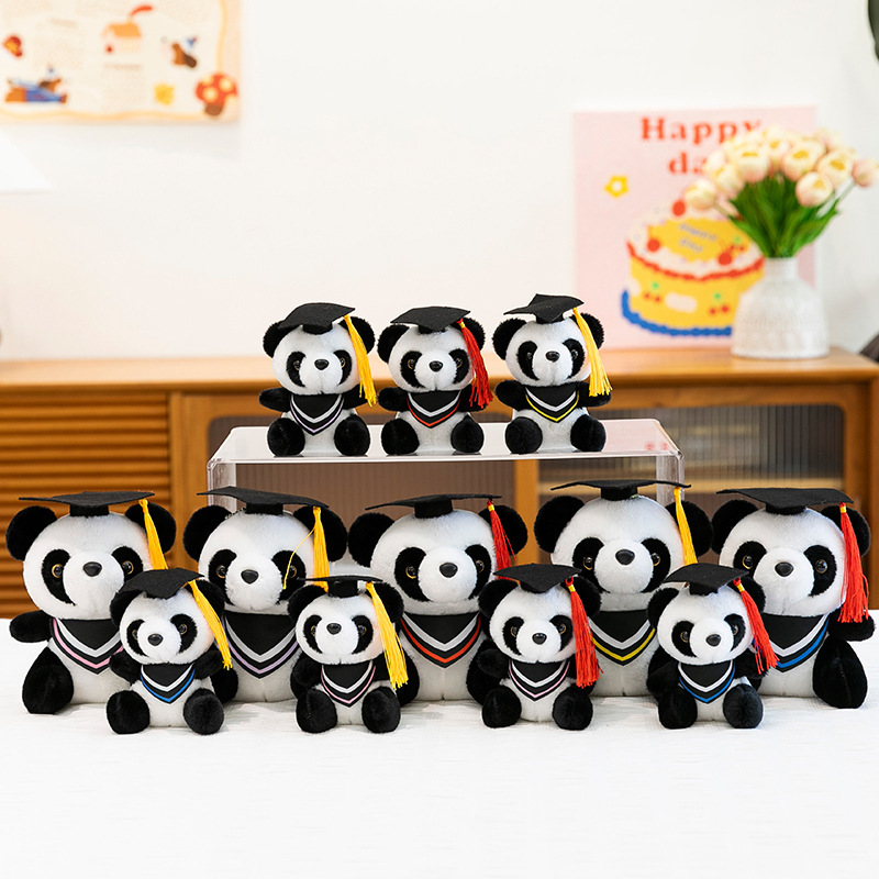 Doctor panda temporada de graduación muñeca de peluche muñeca panda colgante llavero logotipo impreso regalo