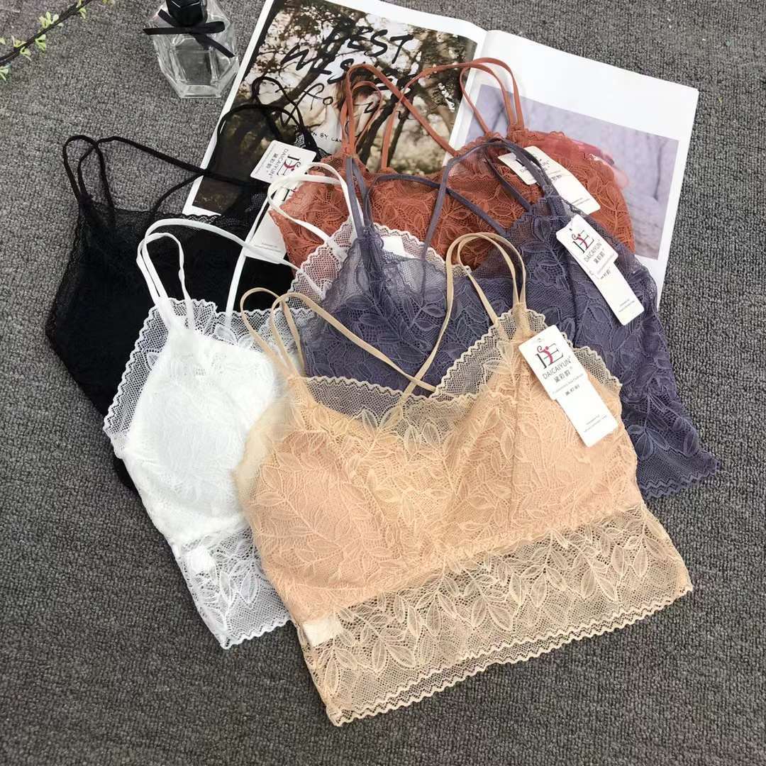 Nuevo encaje de alta calidad belleza volver chaleco inalámbrico sexy sujetador ropa interior deportiva mujeres al por mayor