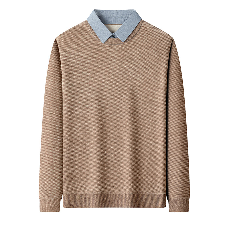 Herbst/Winter 2026/2025: Neues zweiteiliges Herren-Langarmshirt mit Fleecefutter, dicker, einfarbiger Sohle und schlichtem Design_voghion.com