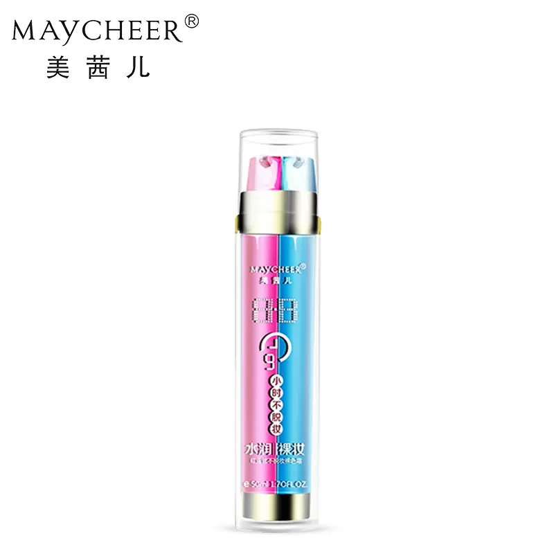 MAYCHEER美茜儿红蓝管裸色霜遮瑕不卡粉双管BB霜粉底养肤粉底液