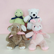卡通领结动物乌龟小兔公仔毛绒玩具熊娃娃大象玩偶女生日礼物批发