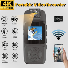 新しい 4K 超クリアスポーツカメラ WiFi フロントチェストバッククリップオンポータブル赤外線ナイトビジョンライディングレコーダー