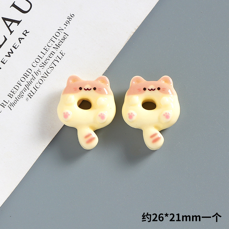 漫画かわいい子猫ドーナツクリーム接着剤 diy 携帯電話ケースヘアピン冷蔵庫マグネット手作り樹脂ジュエリーアクセサリー|undefined