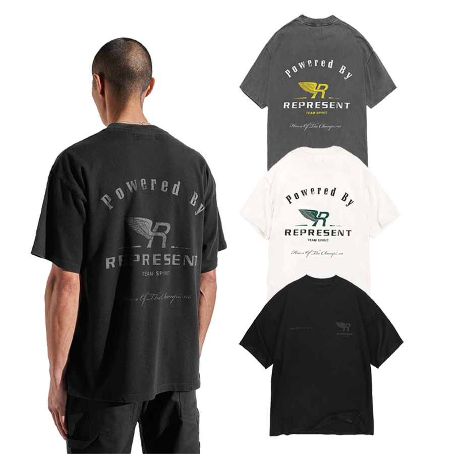 Versión correcta REPRESENTAR tres dimensiones alas letras grabadas vintage retro suelta Camiseta de manga corta