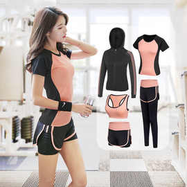 运动套装女瑜伽服套装女款夏秋晨跑短袖服速干透气女款跑步服批发
