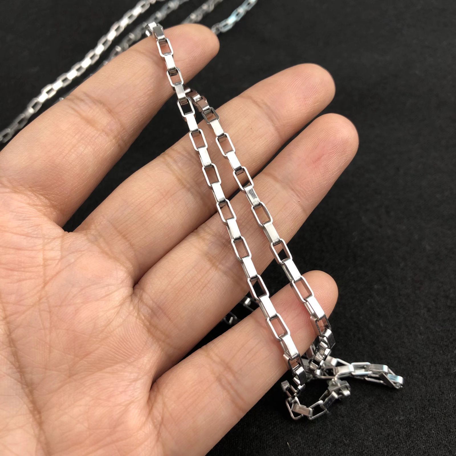Men's Titanium Long Box NK Metal Hip Hop Stainless Steel Necklace Accessories Chain_voghion.com