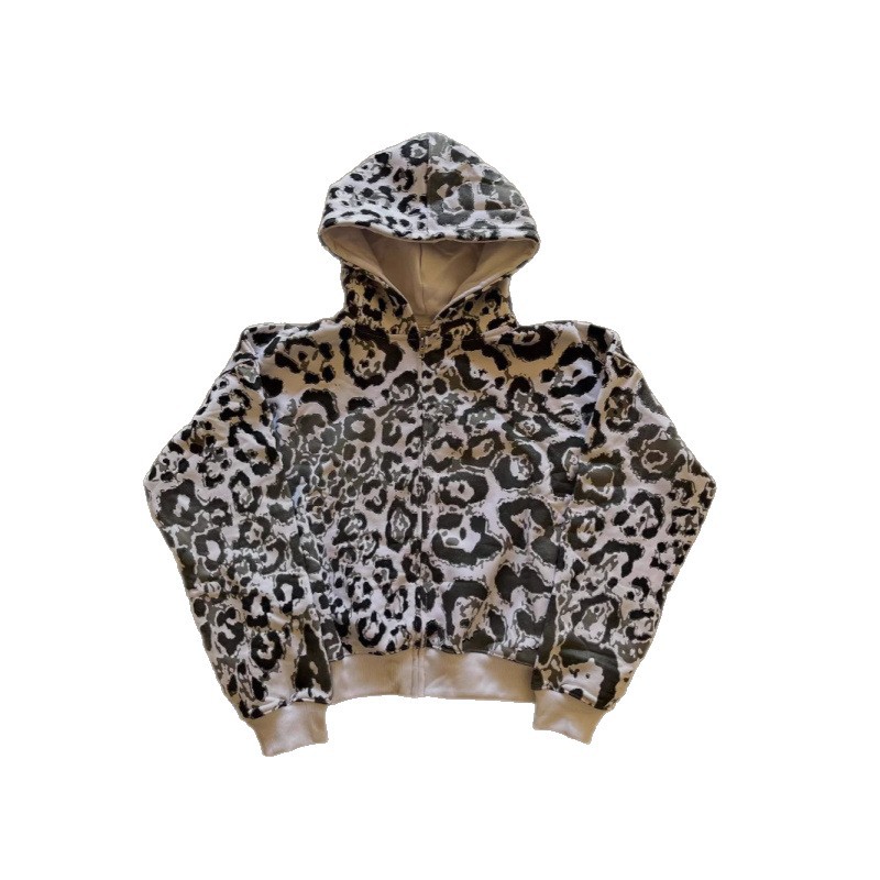 Y2K Animal Print Zip-Up Hoodie – Unisex Streetwear Jacket With 3D Embossed Design | Retro Futurism & Hip-Hop Fashion_viptrois.com