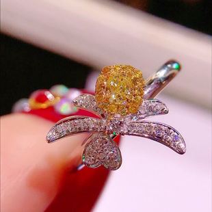 Jewelry Manufacturer 18K Gold Inlaid Color Standard Rich Yellow Diamond Ring Main Stone: 0.28 Carat