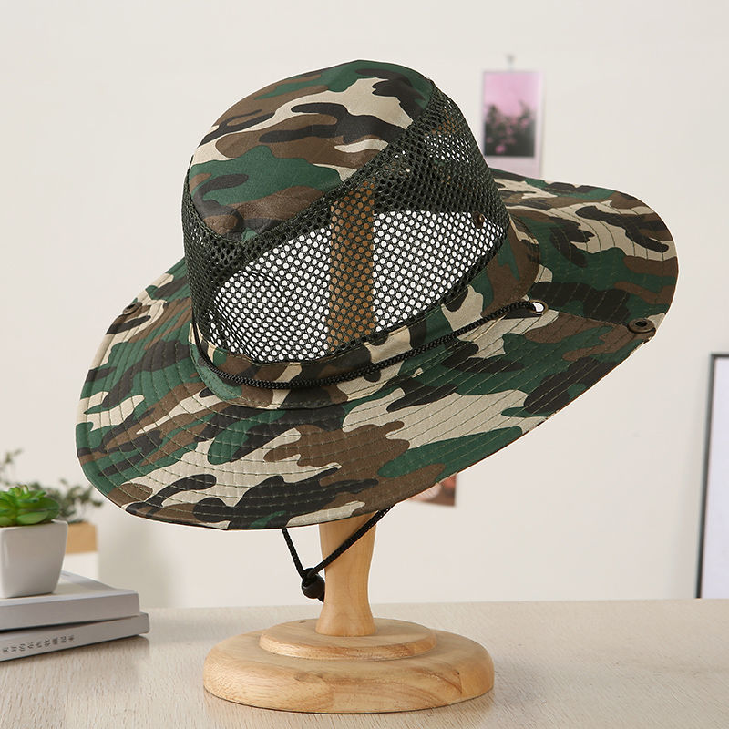Camouflage fisherman hat men's summer big hat brim hat sunshade hat construction site farm work sun hat a wholesale