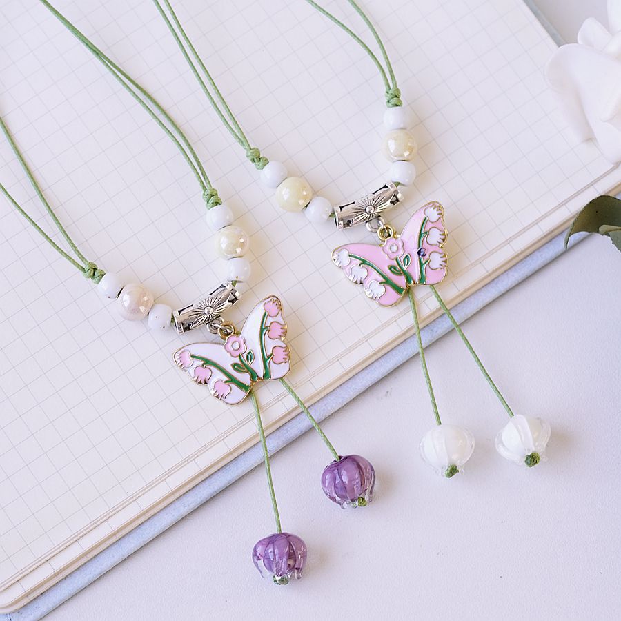 1 Piece Fashion Flower Butterfly Imitation Pearl Alloy rope Womenu0027S Necklace