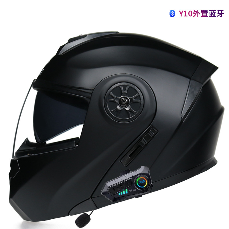 Orz casco no motocicleta casco completo hombres y mujeres de doble lente coche eléctrico Bluetooth expuesto medio casco Otoño e Invierno casco Four Seasons