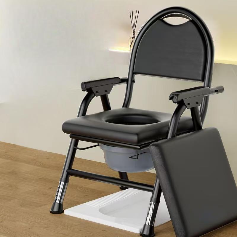 Elderly toilet chair, reinforced and thickened folding toilet stool, medical portable mobile toilet