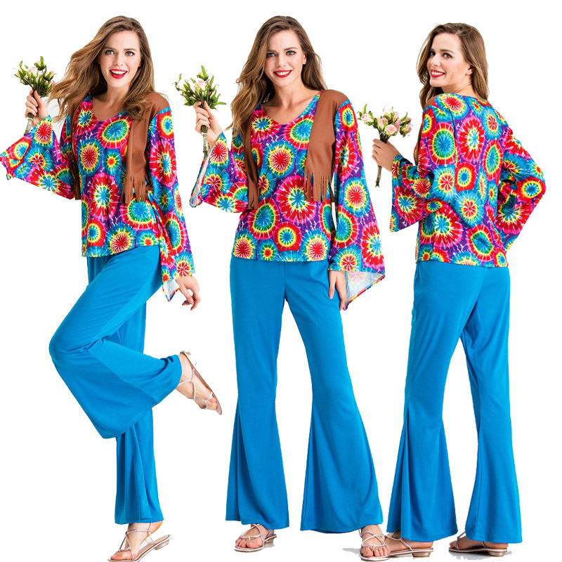 Halloween 80S Disco Hippie Cos Trendy Couple's Hip-Hop Outfit Country Singer Performance Costume