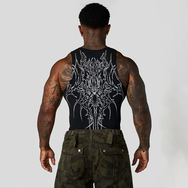 Youngla's new knitted ice silk ribbed tank top for men, suitable for sports training, tight-fitting sleeveless T-shirt