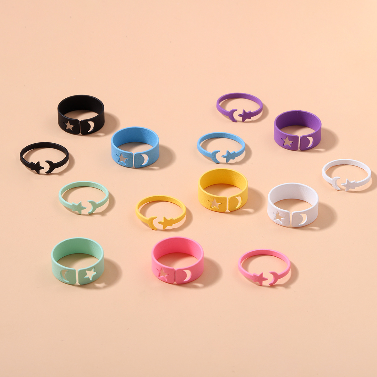 Fashion Simple Star-moon Ring Solid Color Alloy Open Ring display picture 2