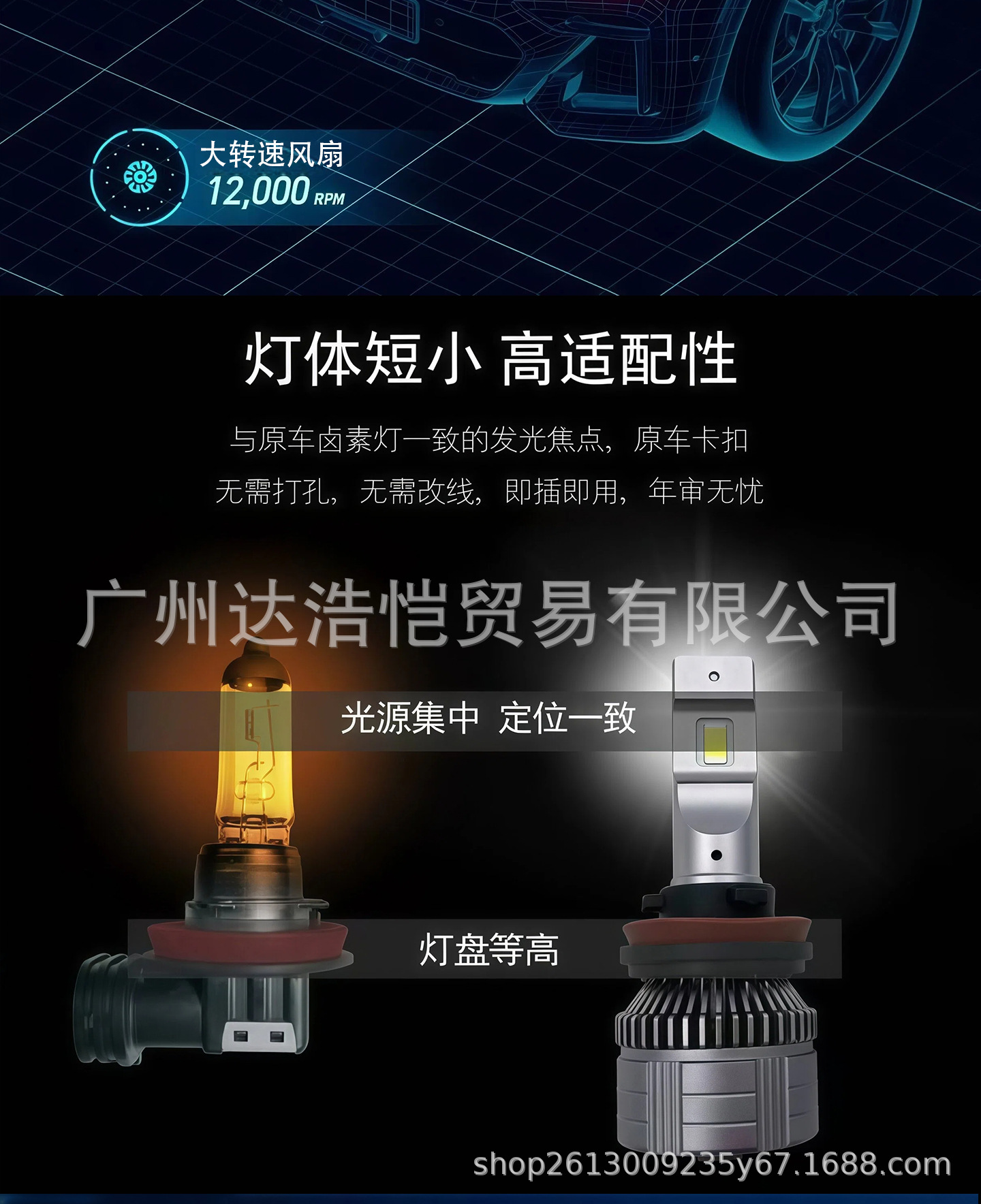 Cross-border high-brightness F8 front headlight, high-power truck H1 H4 H7 integrated high and low beam decoding car headlight