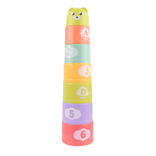 Floor stall rainbow tower baby intelligence early education infant toy children's ring toss cup stack stack fun