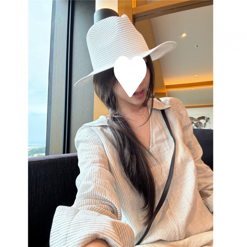 工厂批发【原版面料100棉】棉麻宽松v领条纹衬衫女夏季衬衣设计感|undefined