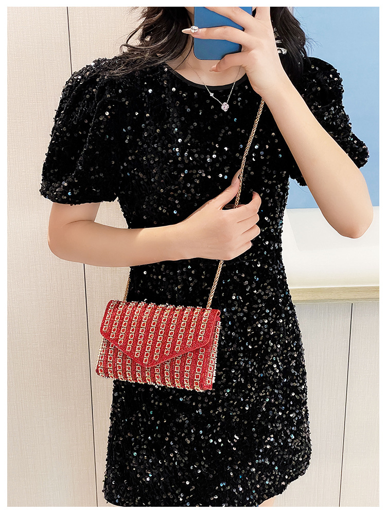 Cross-border bag bestsellers: Women's bag, chain, super shiny diamond-encrusted small square bag, crossbody bag, fashionable and versatile, socialite dinner bag undefined