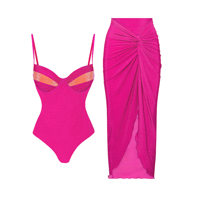 Women's Lady Sexy Solid Color 2 Pieces Set One Piece Swimwear display picture 1