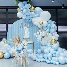 106Pcs男孩宝宝派对拱桥气球婚礼新娘生日装饰蓝色气球花环套件