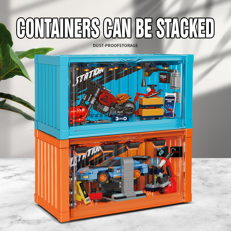 High-Quality Container Repair Station Assembly Building Block Car, Stackable and Storageable, Educational Toy for Boys, Cross-Border Trade Wholesale
