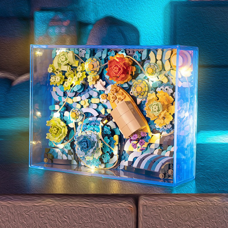 Compatible con bloques de construcción de Lego flor Día del maestro Día de San Valentín regalo rompecabezas montado juguete decoración flor cara Té Idioma