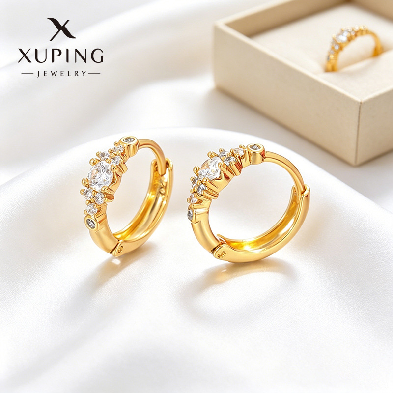 Xuping imitación de oro lujoso temperamento geométrico círculo de auriculares de cobre aleación chapado 24k color Europa y América auriculares transfronterizos al por mayor
