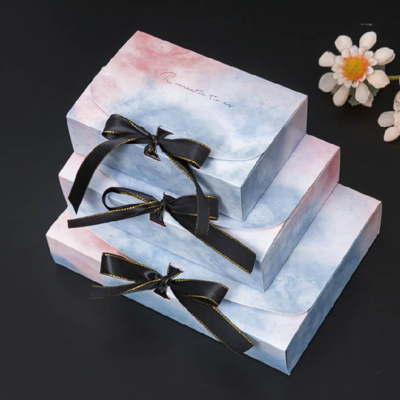 现货丝巾围巾盒文胸内裤袜子包装盒大理石纹礼物盒内衣礼品盒空盒