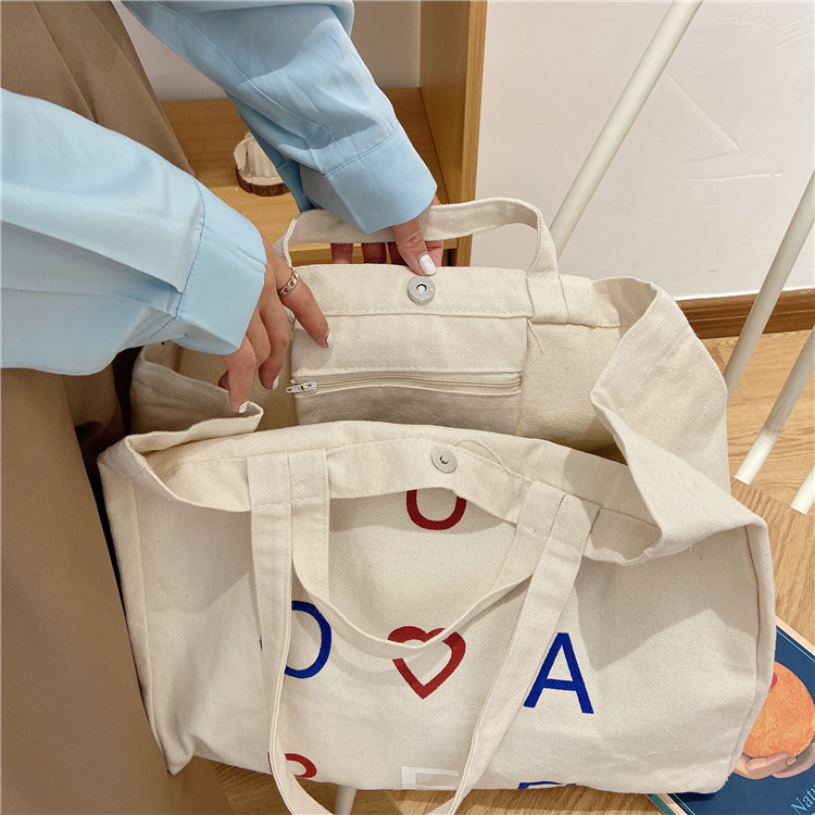 03295 Casual canvas bag, cute girl Japanese style bag, Harajuku chic student large capacity single-shoulder bag undefined