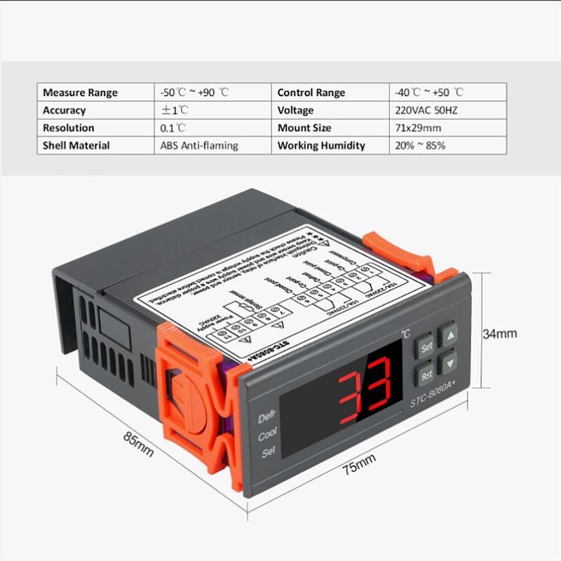 Stc-8080A+ Temperature Controller Refrigerator Controller Refrigeration Frost Alarm Dual Sensor