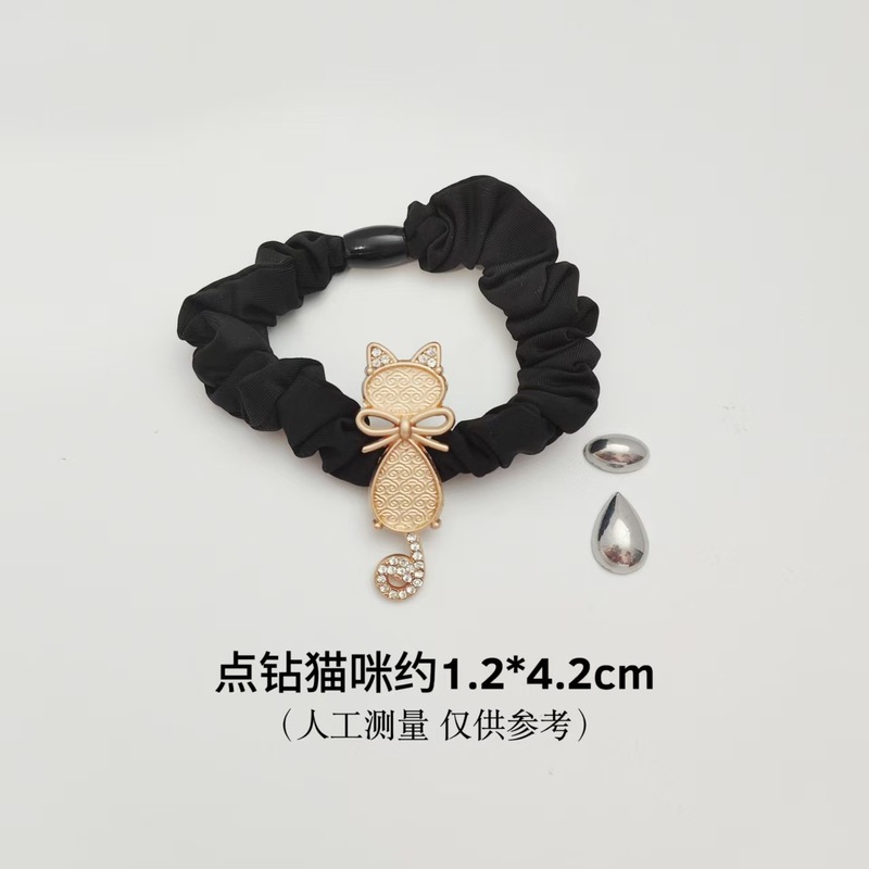 新款宋锦胸针底胚点钻猫咪胸针带盖子合金贴布凹槽底托小猫发绳|undefined