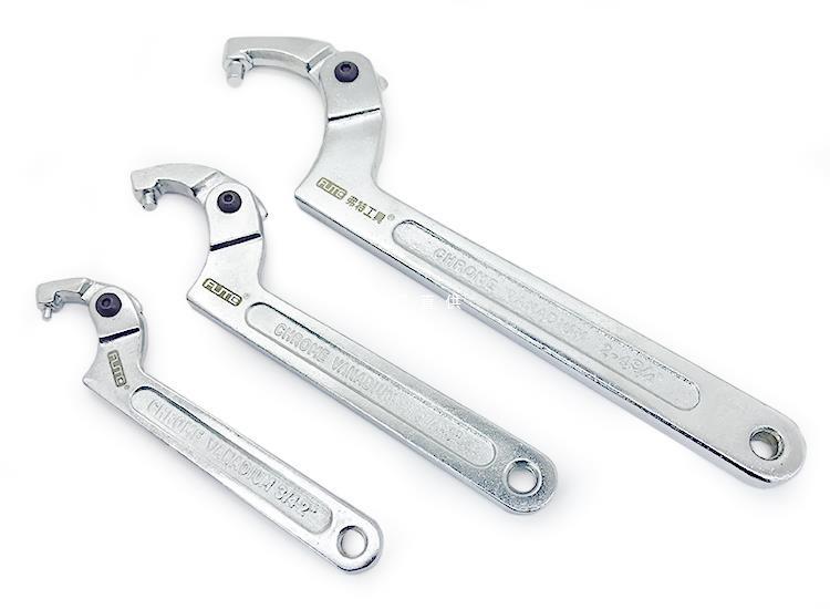 月牙扳手铬钒钢 多功能可调节勾型摩托车减震扳手水表圆螺母扳手