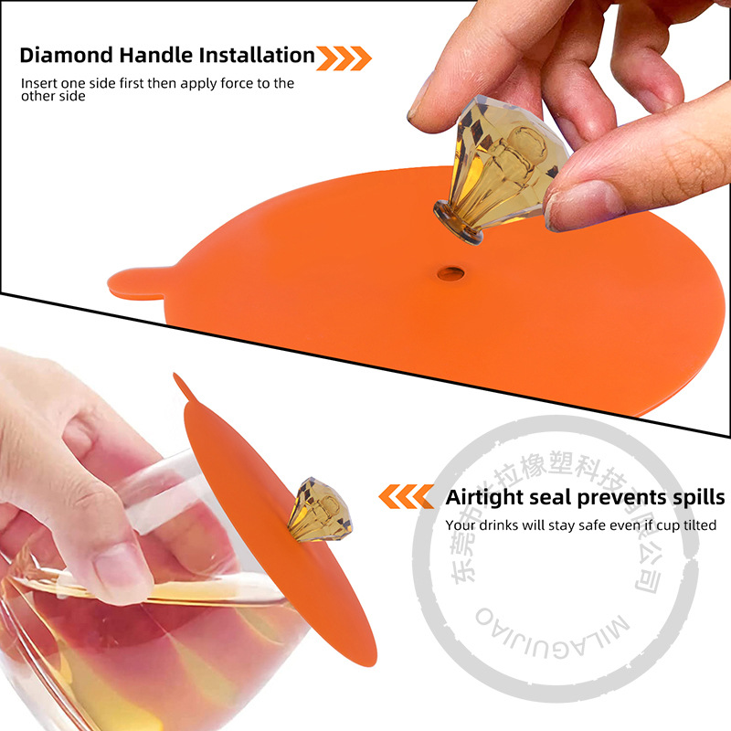 Amazon Best Selling Creative Diamond Silicone Cup Cover Dustproof and Leakproof Bowl Cover Tea Cup Coffee Cup Water Cup Cover