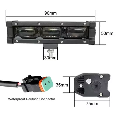 Car single-row 6D lens strip light LED off-road vehicle light truck 12V 24V front bumper grille auxiliary light (Roof Light)