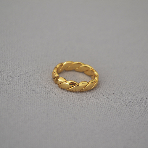 Korean-style fashion minimalist brass gold-plated twisted ribbed open ring finger ring personality temperament versatile women