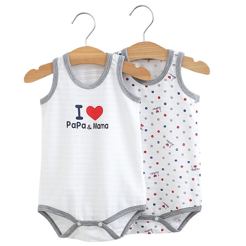 I Love Mom and Dad Summer Thin Infant and Toddler Coveralls Triangle Harness Clothes for Male and Female Babies One-piece Outdoor Romper Suit
