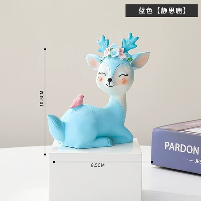 Car Ornaments, Safe Journey, Car Interior Accessories, Cute Resin Deer Center Console Decorative Supplies, Cute Pets (Car ornaments) - blue-jingsi-deer