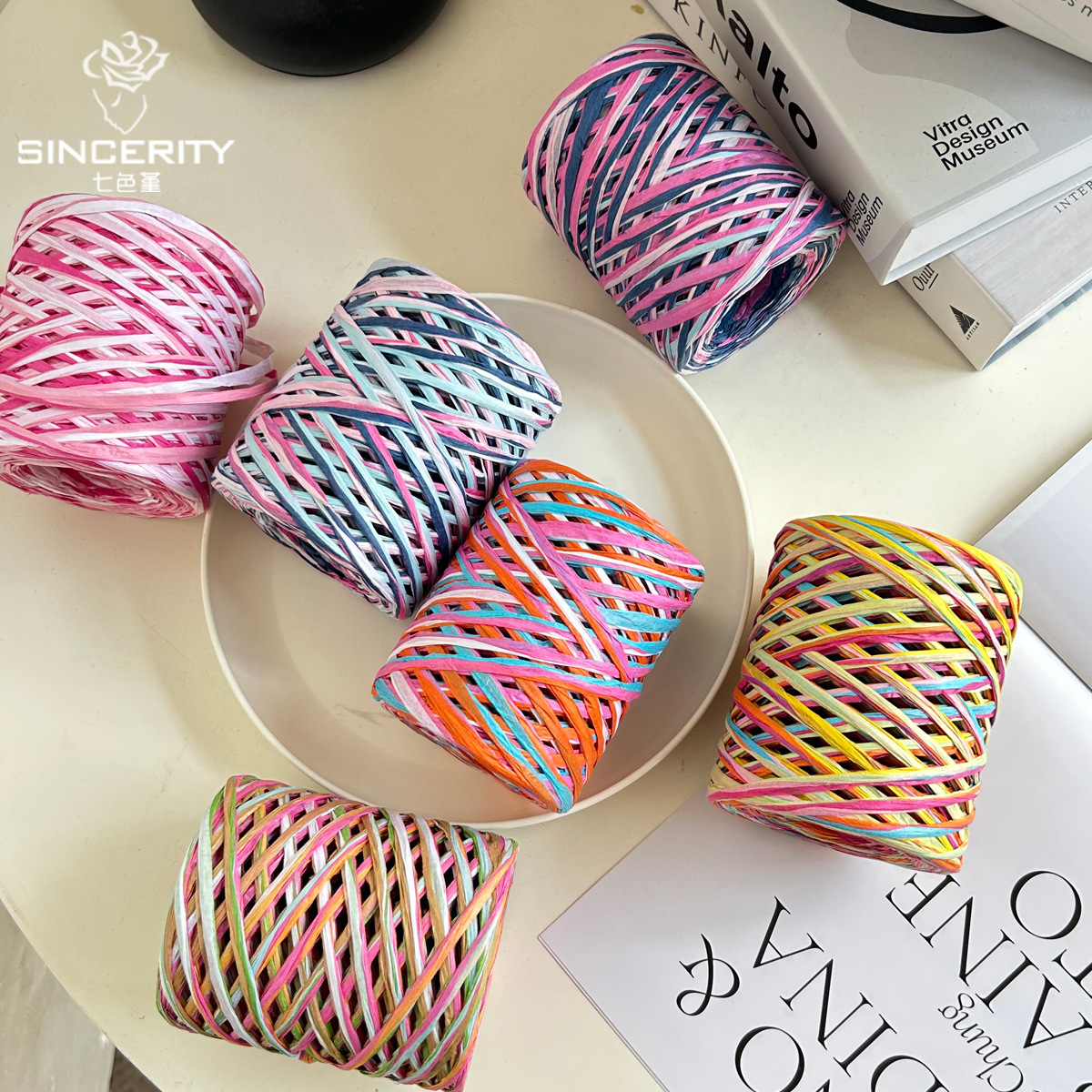 Color de cordier de siete colores envasado de hierba de color Laffei envasado de flores diy bolsas hechas a mano con material de floristería envasado cuerda de flores