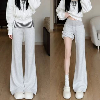 微喇运动裤女2026秋季新款美式高腰显瘦胖mm大码瑜伽喇叭马蹄卫裤