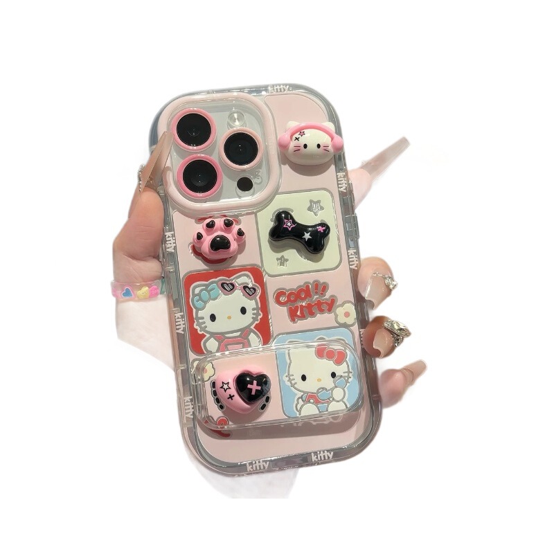 かわいいヘッドフォン kt 猫 Apple 16 携帯電話ケース iPhone15promax フェザーガーゼクリーム 14 スタンド 13 女性に適しています|undefined