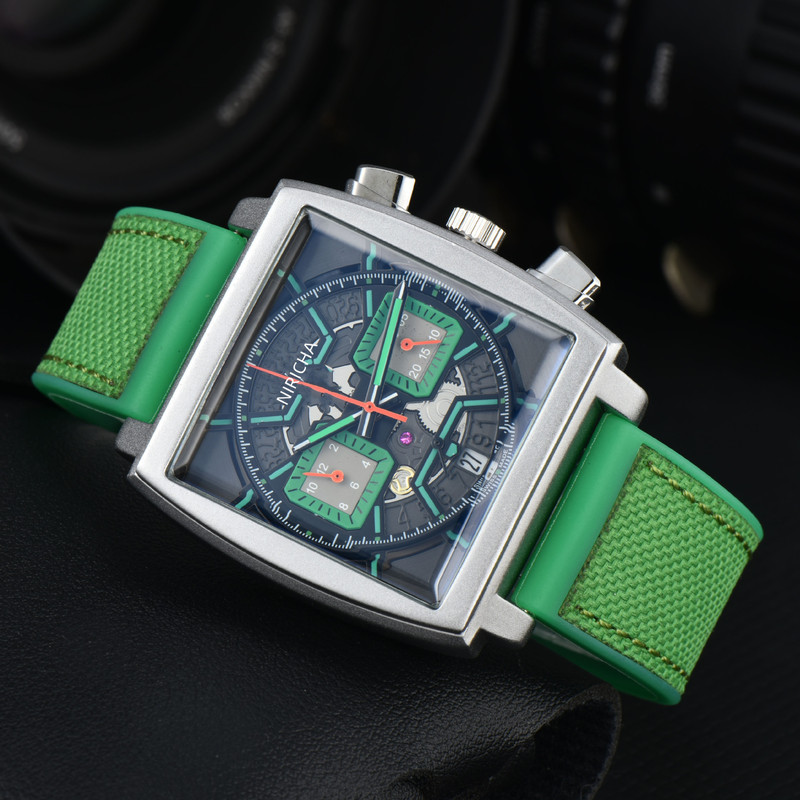 2024 Aliexpress Hot Men's Square 6-Pin Full-Function Quartz Watch Two-Color Strap Watch Manufacturer Wholesale 2024 Aliexpress Hot Men's Square 6-Pin Full-Function Quartz Watch Two-Color Strap Watch Manufacturer Wholesale