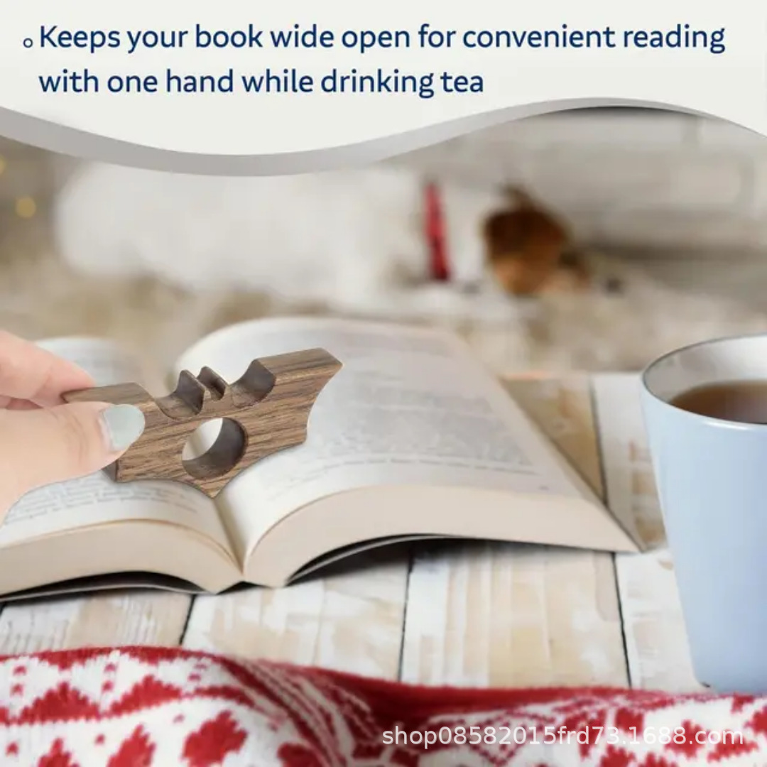 跨境实木压书器指环单手读书神器木质单手懒人阅读书架指环神器
