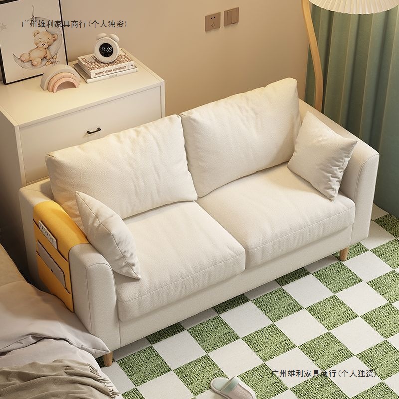 Nordic Minimalist Sofa for Small Apartments, Modern Bedroom Rental, Simple Internet-Famous Double or Three-Seater Living Room Fabric Sofa