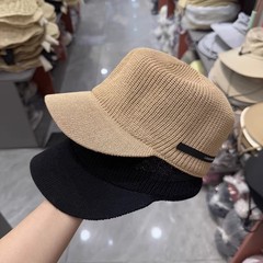 时尚百搭休闲透气编织马术帽子女春夏小众减龄平顶帽网红时装帽潮