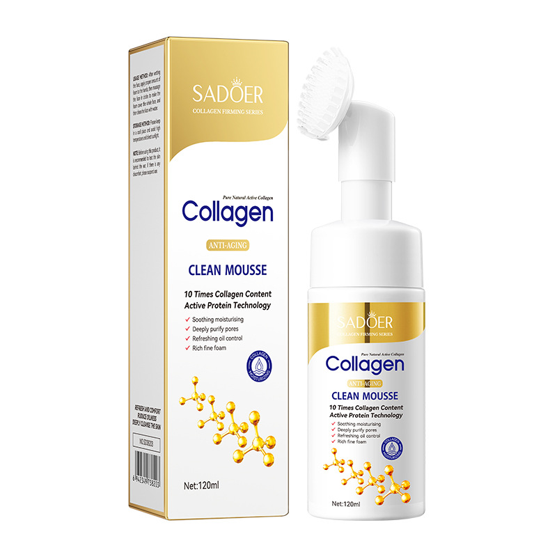 Espuma limpiadora facial SADOER pure English con aminoácidos de plantas y frutas, con cabezal de cepillo, venta al por mayor para comercio exterior transfronterizo.