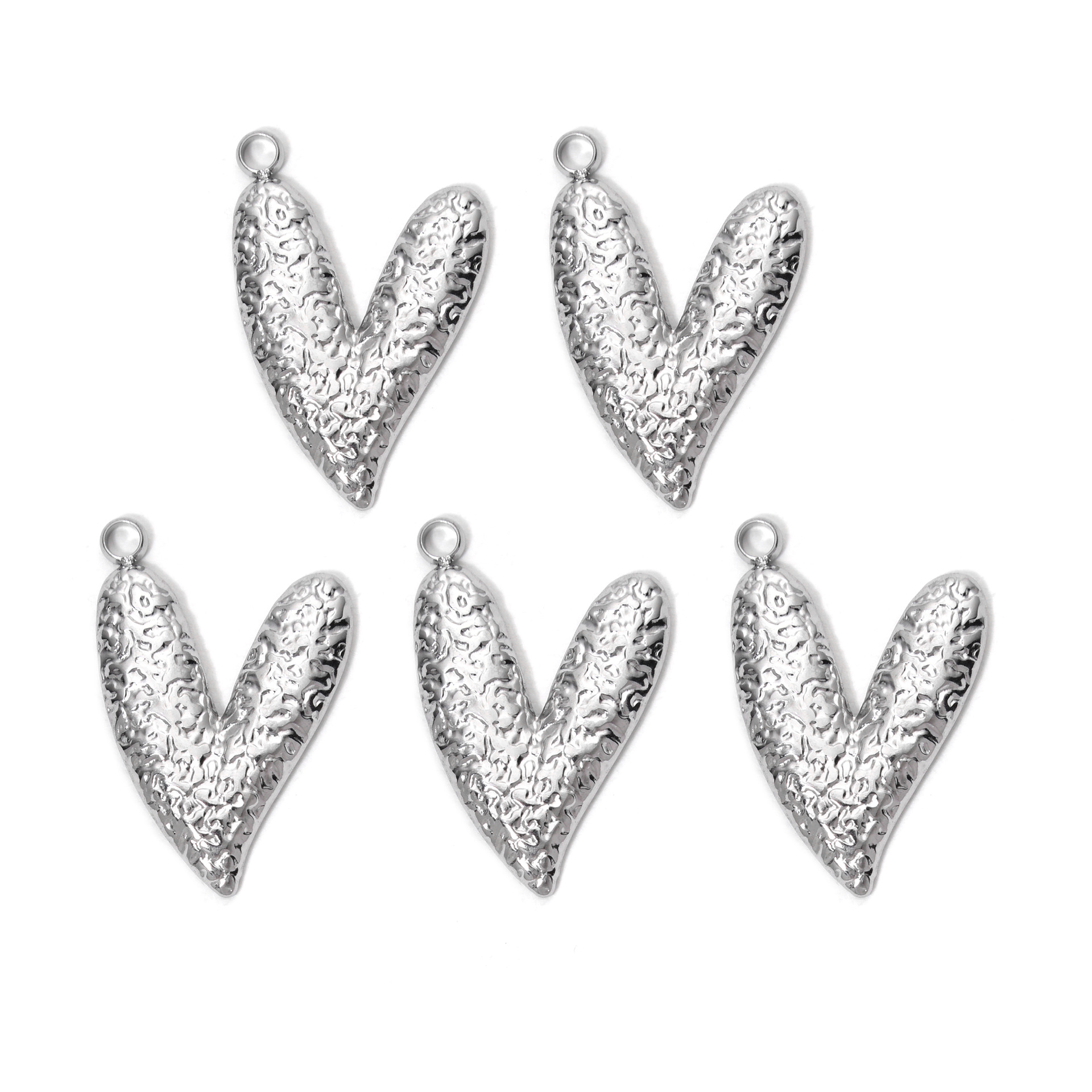 All Seasons Season Irregular, Plating Design 5 PCS/Package 304 Stainless Steel Heart Shape Pendant