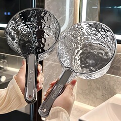 家用水瓢不破加深加厚长柄厨房大号水勺透明塑料创意水波纹水瓢