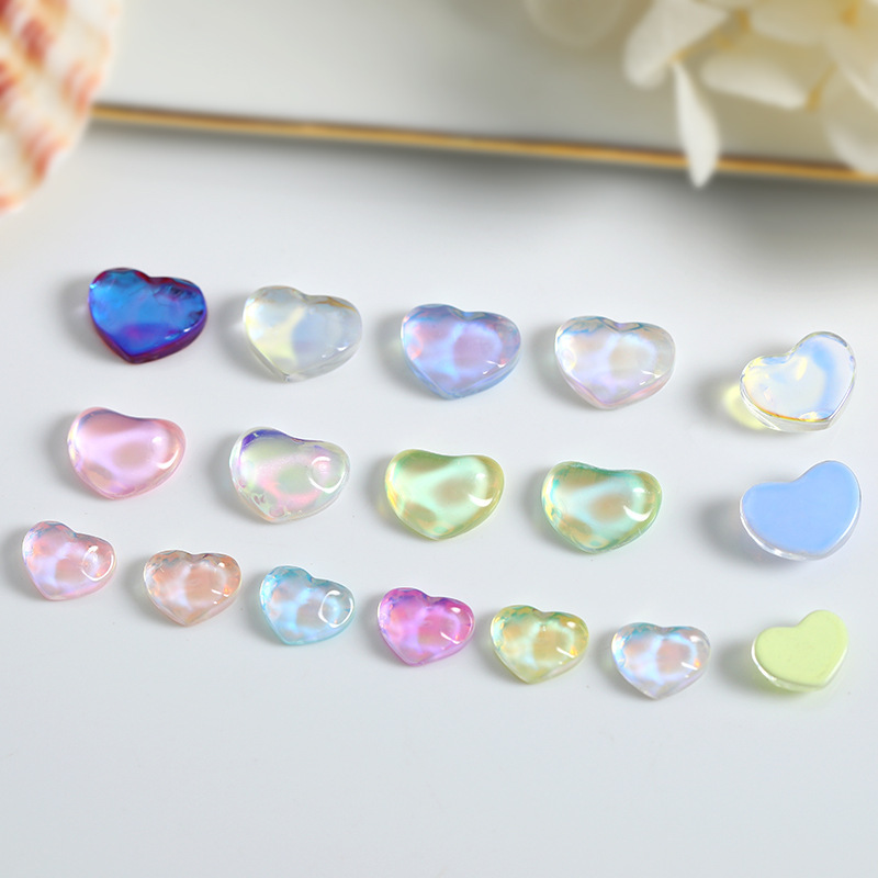 Korean Style Fashionable Transparent Love Nail Art Decorations Colorful Heart-Shaped Personalized Decorations Colorful Nail Accessories Wholesale