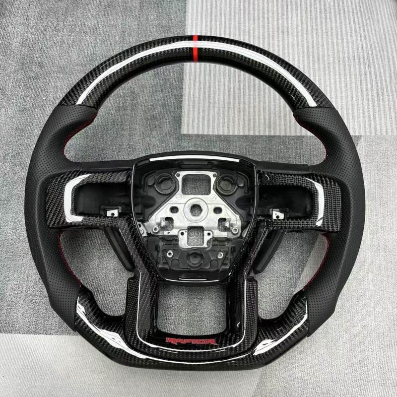 Customized Carbon Fiber Steering Wheel Modification from the Source Manufacturer, Suitable for Ford Raptor Car Interior Steering Wheel Processing